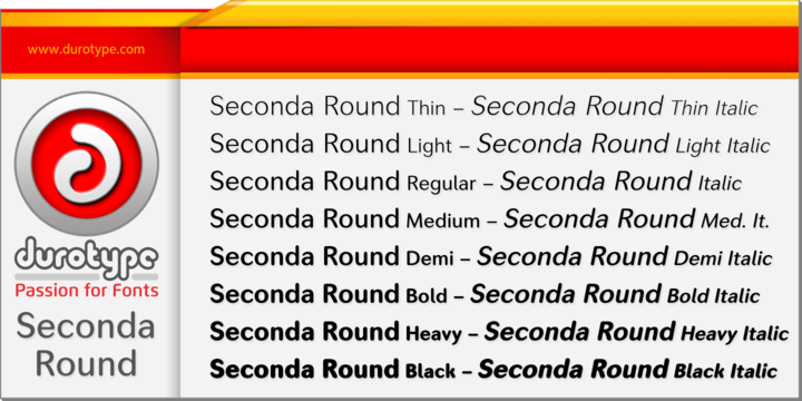 Ejemplo de fuente Seconda Round Medium